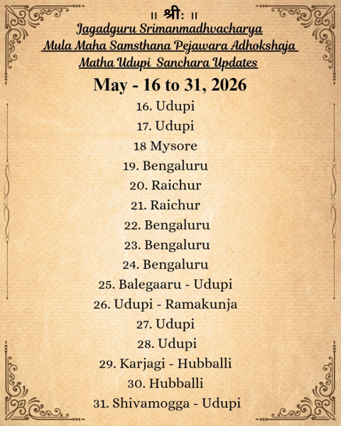 shri pejavara adhokshaja matha udupi sanchara updates